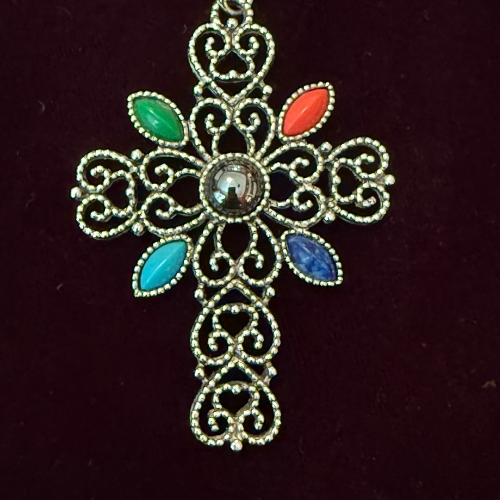 Vintage Signed Avon Silvertone Cross 25 in